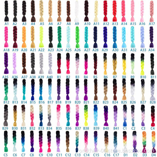Jumbo Braiding Hair Extensions For Women 24 Inches 100g 60 Colors High Temperature Fiber Synthetic Braiding Hair Crochet Hair